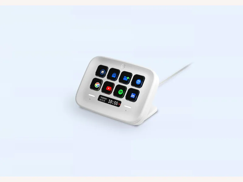 White Elgato Stream Deck Neo shortcut controller