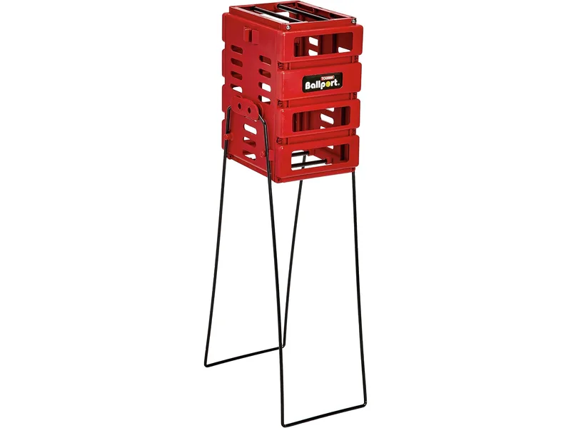 Red Tourna Mini Ballport tennis-ball basket with metal folding handles