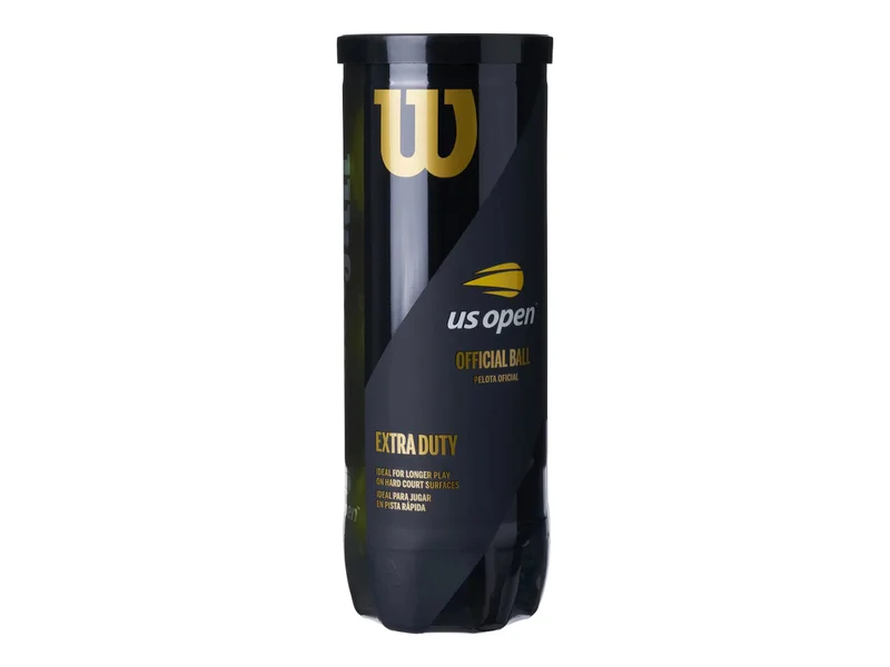 Black Wilson US Open Extra Duty tennis ball can with gold lettering