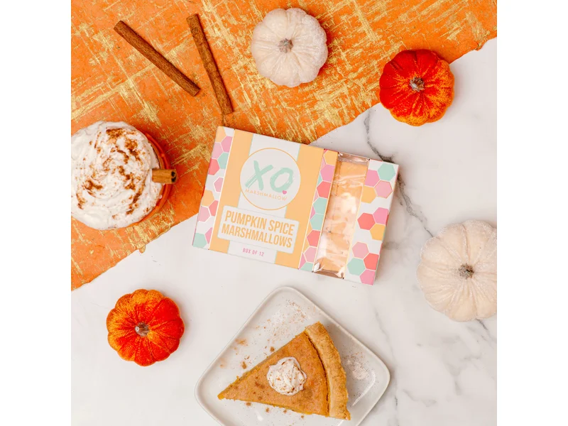 XO Marshmallow pumpkin spice marshmallows in their retail box